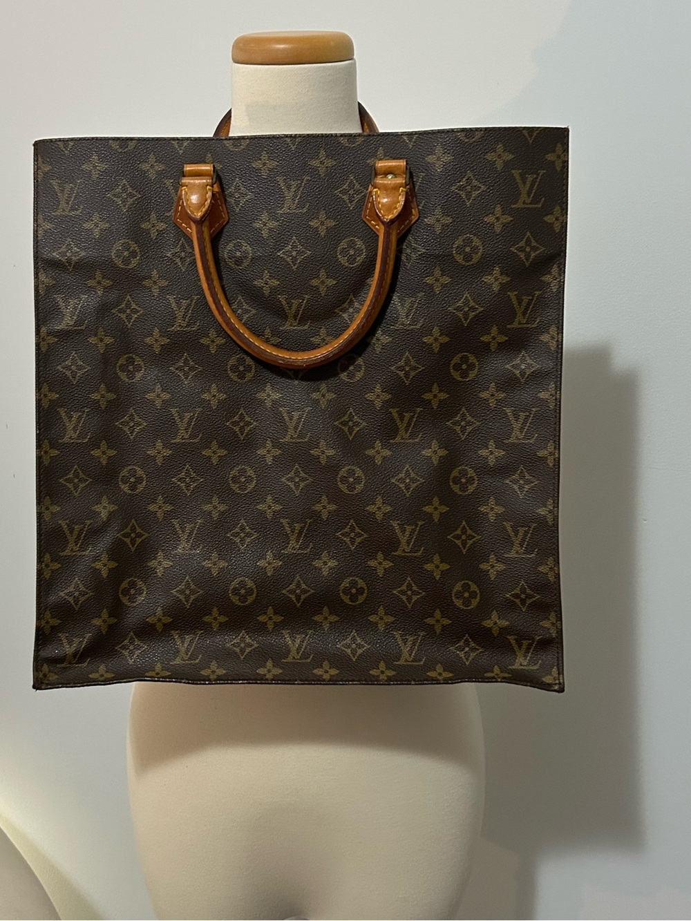 Louis Vuitton Vintage Monogram Sac Plat Tote Bag Brown